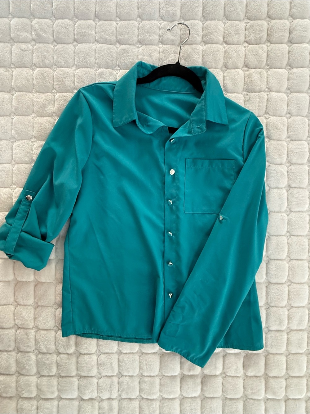 Teal Long-Sleeve Button-Up Shirt - Women's Casual Shirt